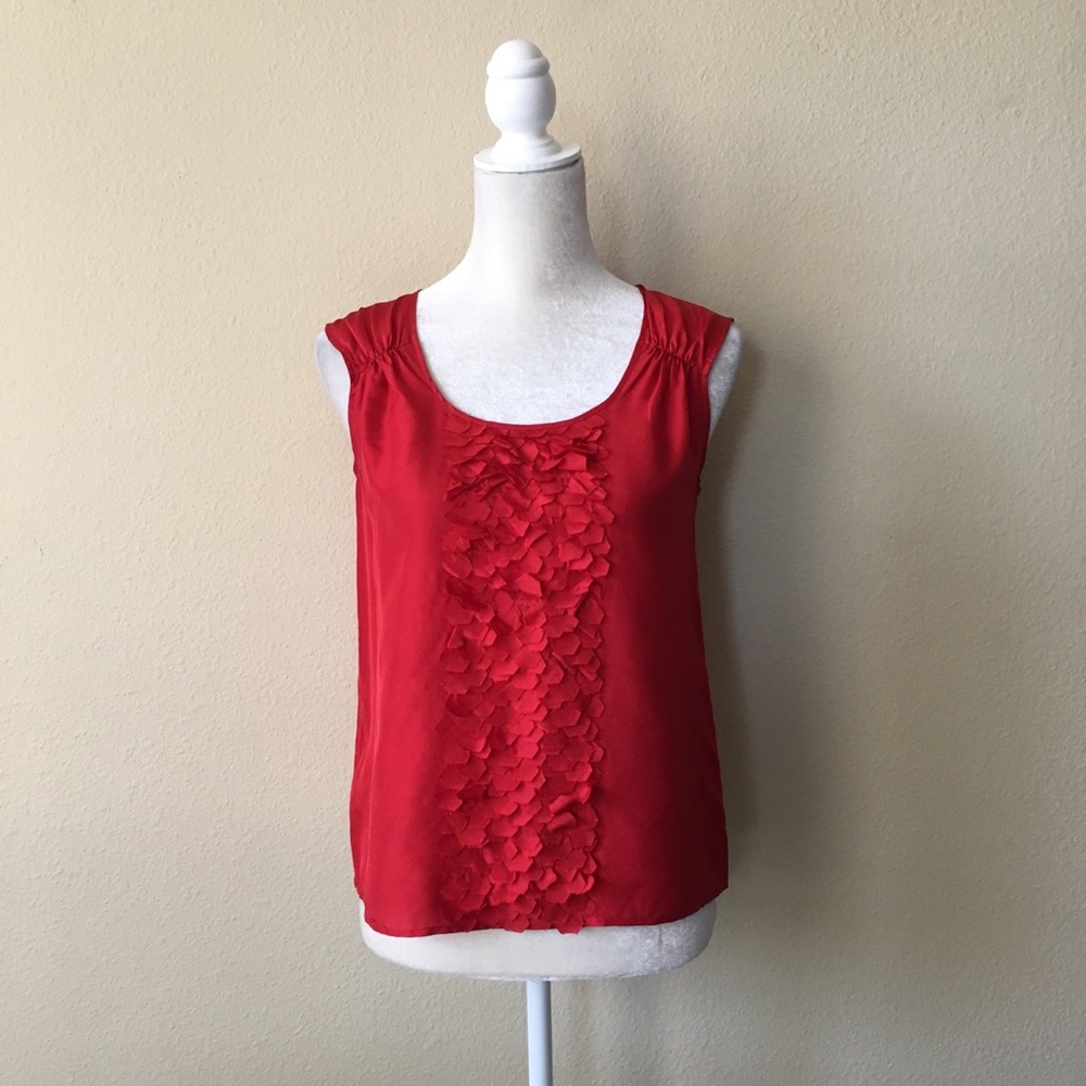 Talbots Red Sleeveless Ruffle Front Camisole
